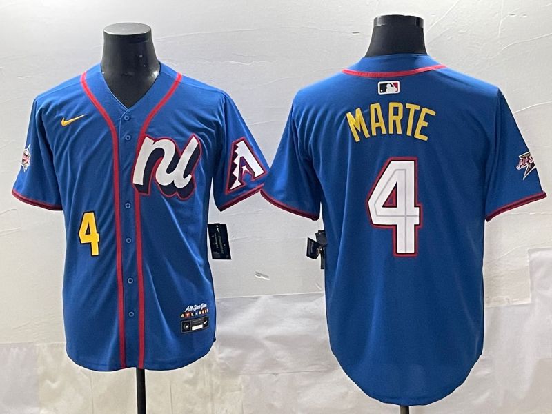Men 2025 Arizona Diamondback #4 Marte Blue All star Blank Blue Nike MLB Jersey style 5->->